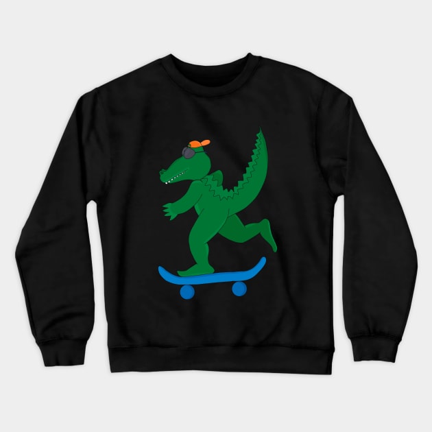 Skater Crocodile Crewneck Sweatshirt by DiegoCarvalho